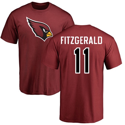 Arizona Cardinals Men Maroon Larry Fitzgerald Name And Number Logo NFL Football #11 T Shirt